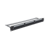 panel de parcheo de impacto (110) utp de 24 puertos cat6a, 19in, con barra para organizar cables y espacio para etiqueta
