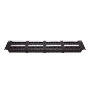 panel de parcheo de impacto (110) utp de 48 puertos cat6, 19in, 2u, con barra para organizar cable