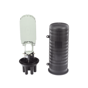 caja de distribución de fibra Óptica vertical tipo domo, 48 empalmes (expandible hasta 96 empalmes con charola lp scv 48 st), exterior, ip68