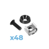 juego de 48 tornillos con 48 arandelas y 48 tuercas enjauladas para rack linked pro