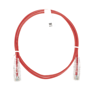cable de parcheo slim utp cat6 1 metro, rojo, diámetro reducido (28 awg)