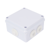 caja de conexiones impermeable ip65, 7 entradas, dimensiones 100 x 100 x 70 mm, para instalaciones industriales, comerciales y residenciales, incluye tornillería para su instalación
