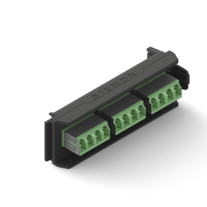 placa acopladora lightverse, 6 conectores dúplex lc/apc "shuttered", acepta hasta 12 fibras monomodo