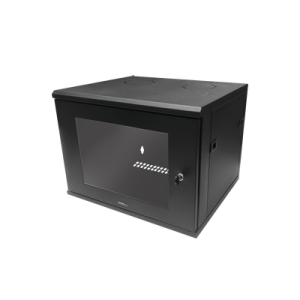gabinete de montaje en pared, con puerta de cristal, de 19in, 6ur, color negro