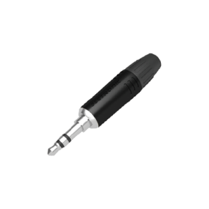 conector delgado estereo de 3.5 mm, carcasa cromada negra, contacto niquelado, cable od 2 4,5 mm