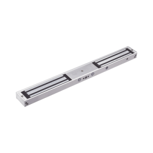 chapa magnética doble para aplicación en puertas de doble hoja. 1200 lbs(x 2). led indicador ultrabrillante