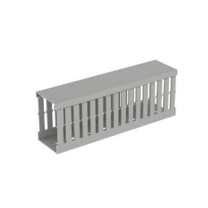 canaleta ranurada de pvc con tapa, tipo f, 49.5 mm de ancho, 72.4 mm de alto y 2 m de largo, color gris