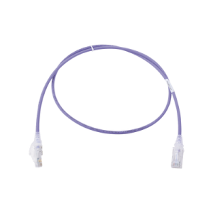 patch cord mc6 modular cat6 utp, cm/ls0h, 3ft, color violeta, diámetro reducido (28awg), versión bulk (sin empaque individual)