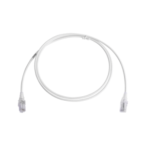 patch cord mc6 modular cat6 utp, cm/ls0h, 5ft, color blanco, diámetro reducido (28awg), versión bulk (sin empaque individual)