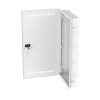 gabinete multipropósito de montaje en pared, de 28 in de altura, con puerta reversible, fabricado en acero, color blanco