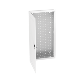 gabinete multipropósito de montaje en pared, de 28 in de altura, con puerta reversible, fabricado en acero, color blanco