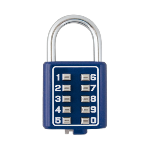 candado digital de combinación m40 / no requiere llave / combinación única integrada por 4 dígitos / color azul.