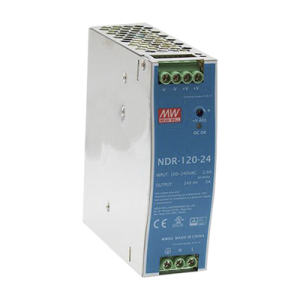 fuente de poder industrial de 120 w, salida 24 vcc, entrada 90~264 vca, para montaje en riel din,