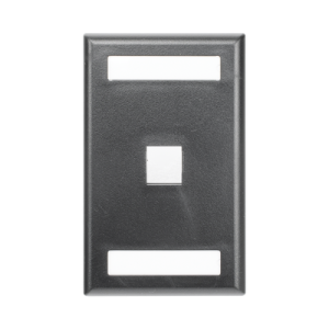 placa de pared vertical, salida para 1 puerto keystone, con espacios para etiquetas, color negro