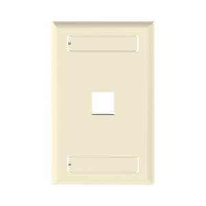 placa de pared vertical, salida para 1 puerto keystone, con espacios para etiquetas, color marfil