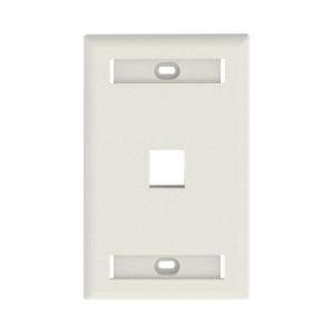 placa de pared vertical, salida para 1 puerto keystone, con espacios para etiquetas, color blanco mate