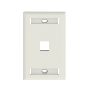 placa de pared vertical, salida para 1 puerto keystone, con espacios para etiquetas, color blanco