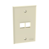 placa de pared vertical, salida para 2 puertos keystone, color marfil