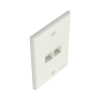 placa de pared vertical, salida para 2 puertos keystone, color blanco mate
