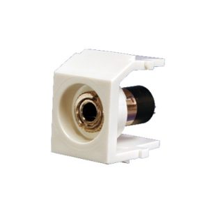 módulo acoplador estéreo de 3.5mm (1/8"), tipo keystone, para soldar, color blanco mate