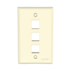 placa de pared vertical, salida para 3 puertos keystone, color marfil