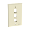 placa de pared vertical, salida para 3 puertos keystone, color marfil