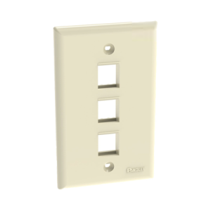 placa de pared vertical, salida para 3 puertos keystone, color marfil