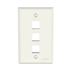 placa de pared vertical, salida para 3 puertos keystone, color blanco mate