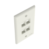 placa de pared vertical, salida para 4 puertos keystone, color blanco mate