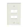 placa de pared vertical, salida para 4 puertos keystone, color blanco mate