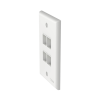 placa de pared vertical, salida para 4 puertos keystone, color blanco
