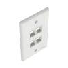 placa de pared vertical, salida para 4 puertos keystone, color blanco