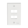 placa de pared vertical, salida para 4 puertos keystone, color blanco
