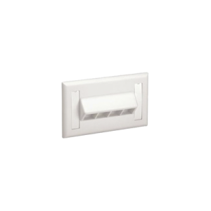 placa de pared horizontal, salida para 4 puertos keystone, con espacios para etiquetas, color blanco mate