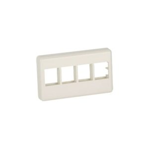 placa de pared para mueble modular, salida para 4 puertos keystone, color blanco mate