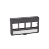 placa de mobiliario modular estándar, salidas para 4 puertos keystone, color negro