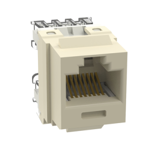 conector jack estilo 110 (de impacto), tipo keystone, categoría 6, de 8 posiciones y 8 cables, color marfil