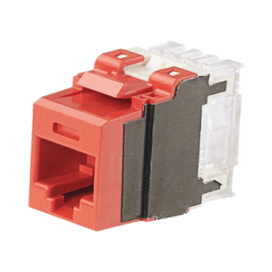 conector jack estilo 110 (de impacto), tipo keystone, categoría 6a, de 8 posiciones y 8 cables, color rojo