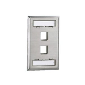 placa de pared vertical, salida para 2 puertos keystone, con espacios para etiquetas, de acero inoxidable