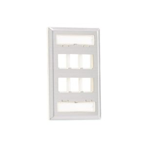 placa de pared vertical, salida para 6 puertos keystone, con espacios para etiquetas, de acero inoxidable