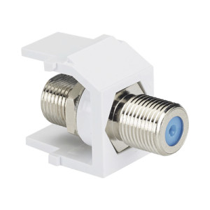 módulo acoplador coaxial tipo f, keystone, de 75 ohms, 3.0 ghz, color blanco
