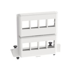 patch panel de 8 puertos keystone, para uso con gabinetes multipropósito, de instalación a presión, color blanco