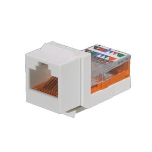 conector jack estilo leadframe, tipo keystone, categoría 5e, de 8 posiciones y 8 cables, color marfil