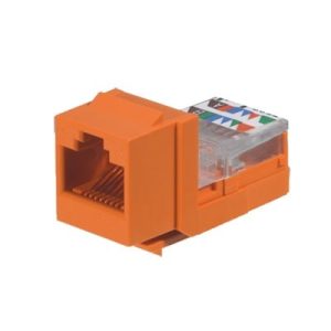 conector jack estilo leadframe, tipo keystone, categoría 5e, de 8 posiciones y 8 cables, color naranja