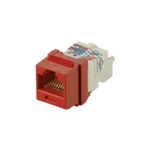 conector jack estilo tp, tipo keystone, categoría 6, de 8 posiciones y 8 cables, color rojo