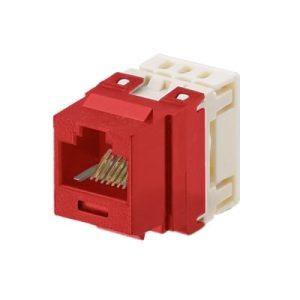 conector jack estilo 110 (de impacto), tipo keystone, categoría 5e, de 8 posiciones y 8 cables, color rojo