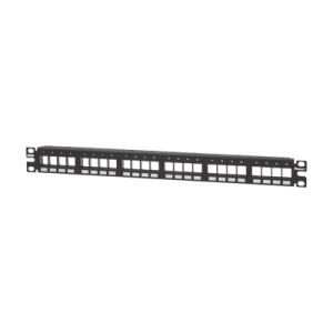 panel de parcheo modular keystone (sin conectores), numerado y espacio para etiquetas, de 24 puertos, 1ur