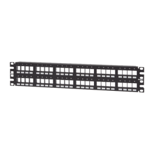 panel de parcheo modular keystone (sin conectores), numerado y espacio para etiquetas, de 48 puertos, 2ur