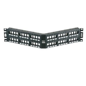panel de parcheo modular keystone (sin conectores), angulado, de 48 puertos, 2ur