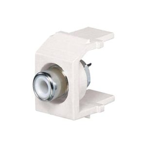 conector rca tipo keystone, con rca para soldar color blanco y módulo marfil